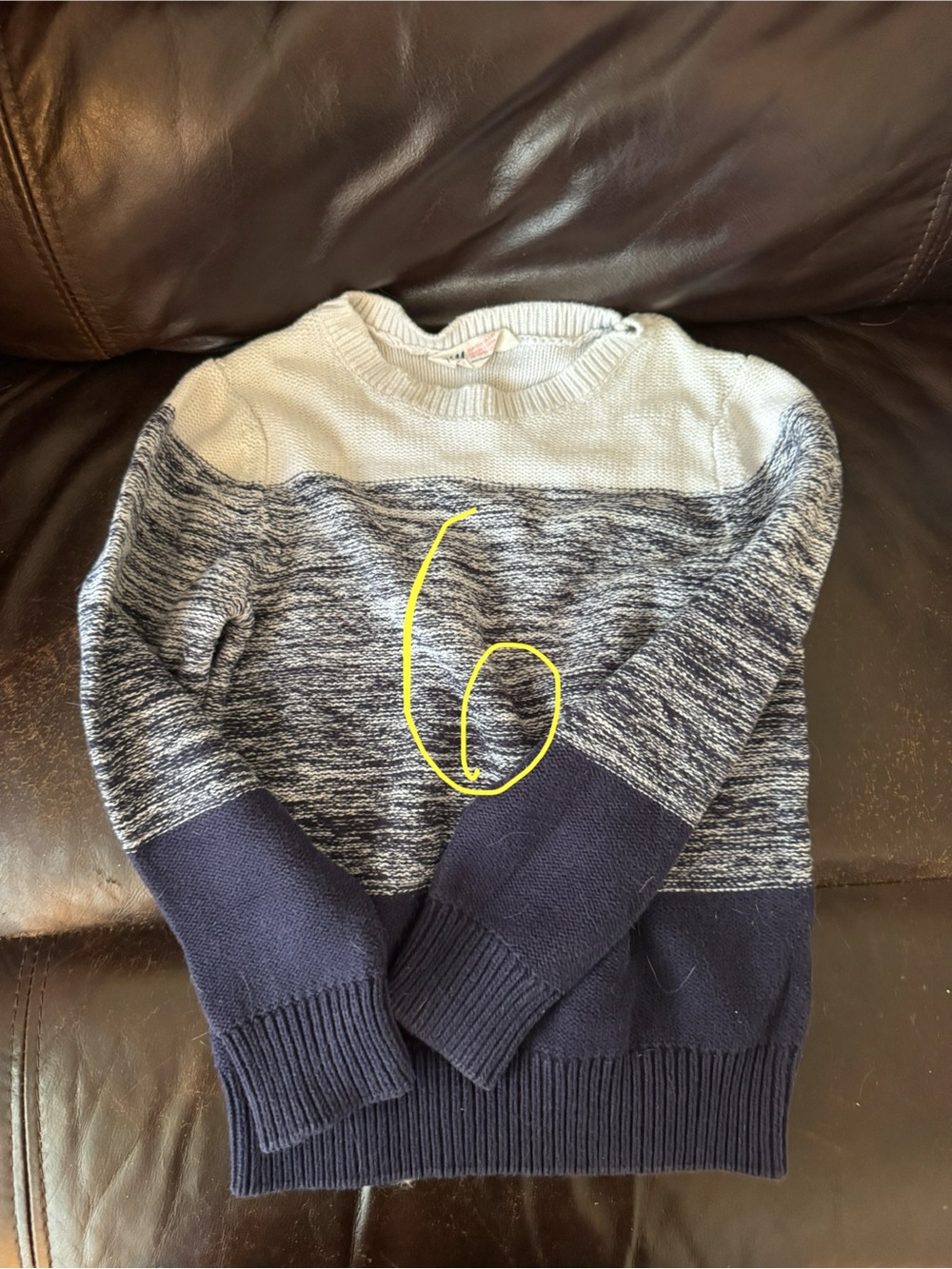 H&M Kids Boys Colorblock Marled Knit Crewneck Sweater - Size 6 (5-6Y)